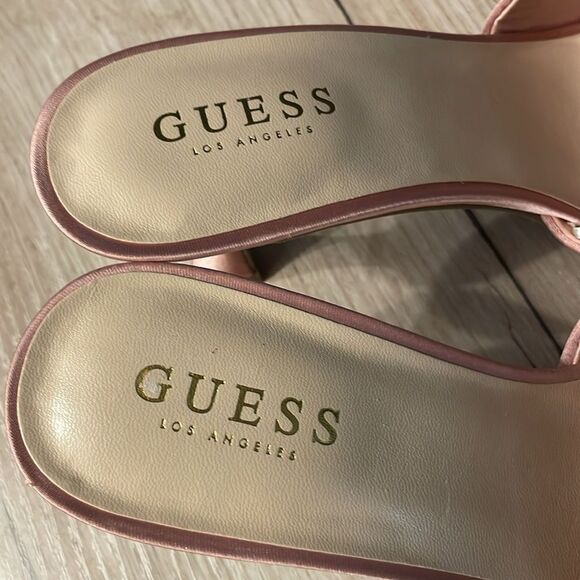GUESS Lusine Kitten Pink Heels Rhinestone Embellishments Sz 9.5 - Picture 3 of 12